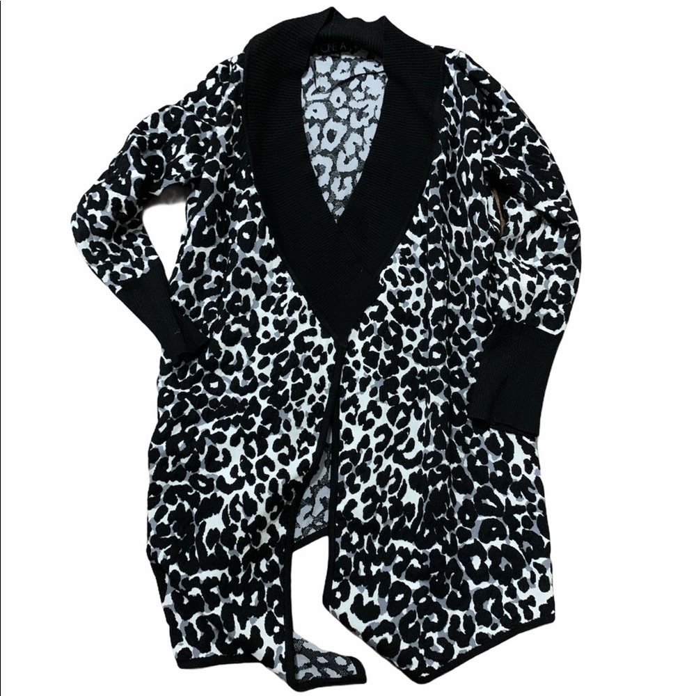 ONE A Brand Animal Print Open Front Sweater